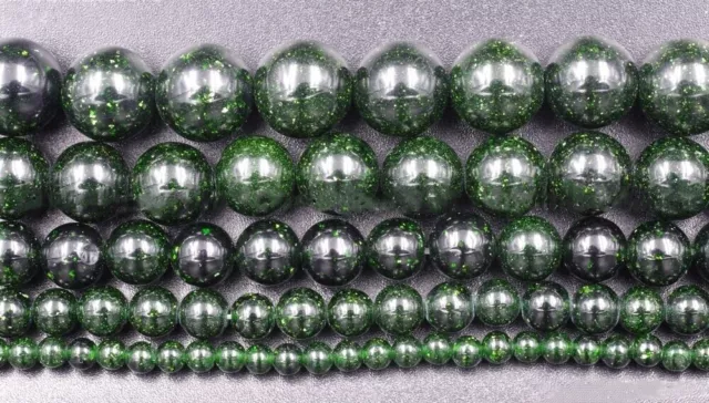 Natural Green Sand Gemstone Round Ball Loose Beads 6mm 8mm 10mm 15.5" Strands