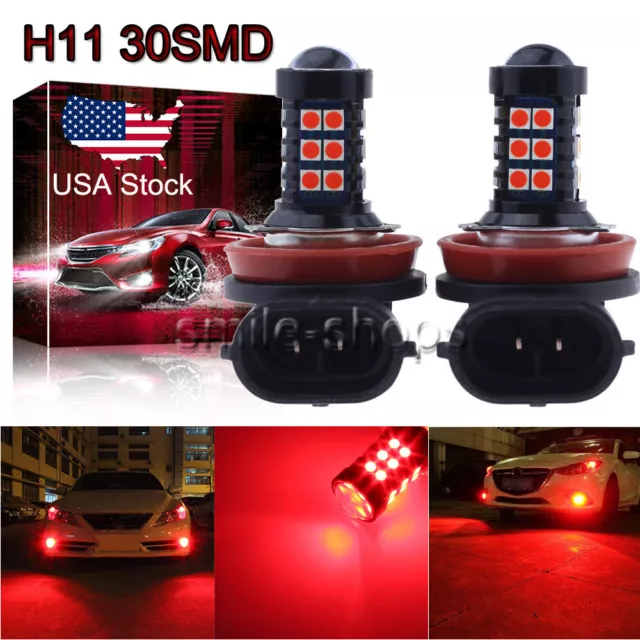 2X H11 H8 H9 H16 3030 30SMD LED Fog Light Bulb Conversion Kit Upgrade Super Red