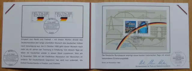 Sonderausgabe  Erinnerungsblatt von 1990 "Einigkeit und Recht und Freiheit"  Neu