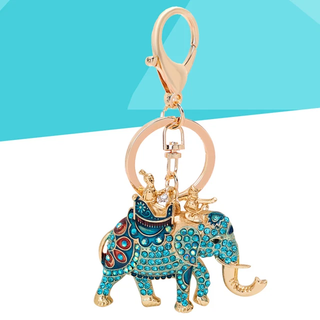 Elephant Key Charm Rhinestone Elephant Keychain Keychains Car Keys Accessories 9