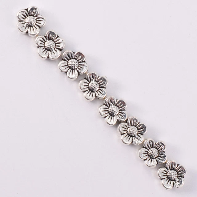 100 Pcs Floral Loose Bead Sunflower Beads Spacer Beads Vintage Bracelet Jewelry 9