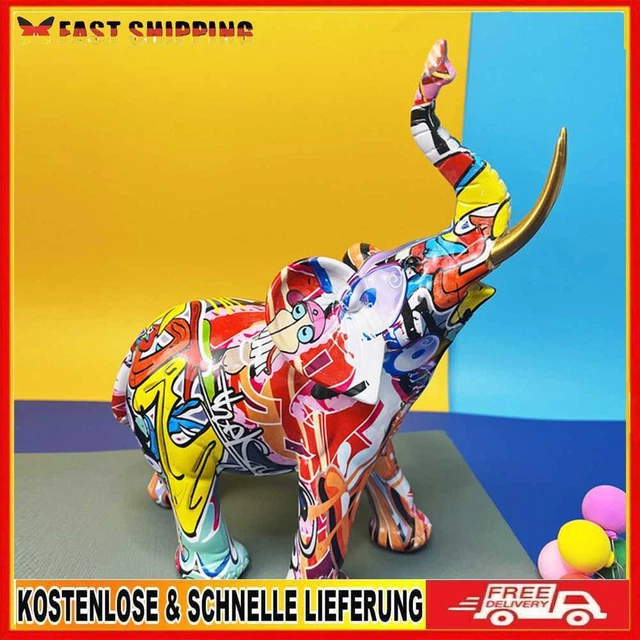 Resin Little Elephant Statue Handicrafts Colorful Holiday Gift for Wine Cabinet