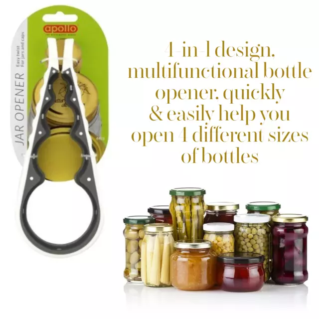 4 In 1 Multi-Purpose Jar Opener Bottle Can Lid Ring Bottle Top Opener Arthritis