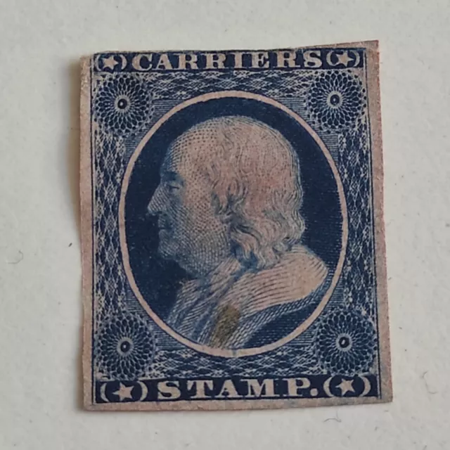 Timbre neuf États-Unis 1 c Franklin 1875 bleu-rose / Carriers Stamp