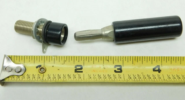 1 PAIR - BLACK 7mm (9/32") BANANA PLUG AND JACK SET LARGE HEAVY DUTY  LV