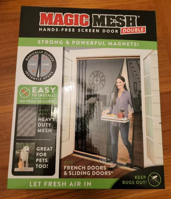 Magic Mesh Double Hands Free Screen Door Fits French Doors & Sliding Doors 75x83