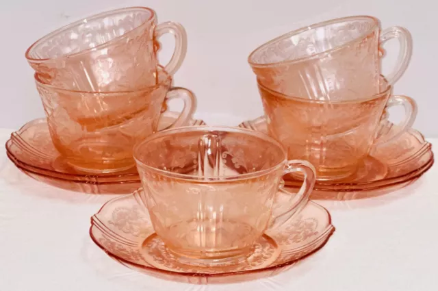 5 Macbeth Evans AMERICAN SWEETHEART PINK CUPS & SAUCERS