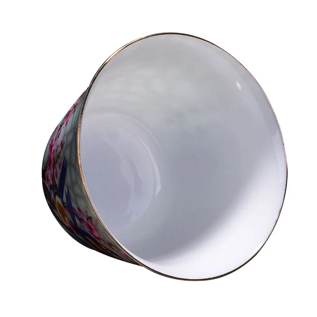 Taza de té de esmalte tazas de espresso de cerámica flores y pájaros viajes