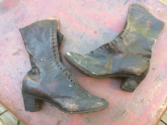 Paire De Chaussures En Cuir 7cm Pour Poupée Ancienne – Mode, Parisienne – Années 1900