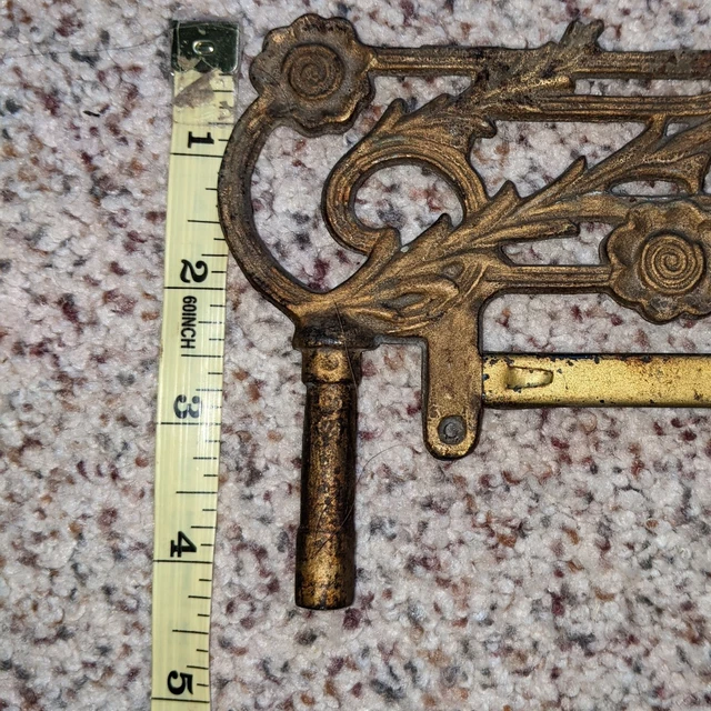 Antique Swing Arm Curtain Rod Ornate Cast Iron Art Nouveau Magnetic Numbered 10
