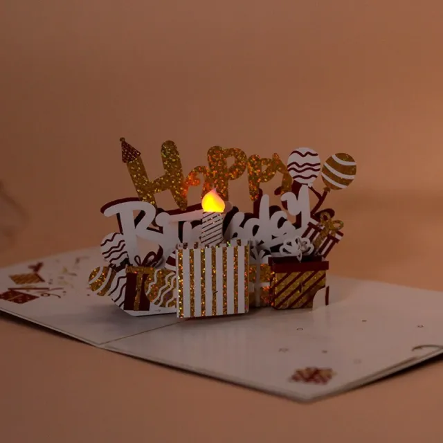 3D Popup Geburtstagskarte mit Beleuchtung LED und Musik Song - Kindergeburtstag