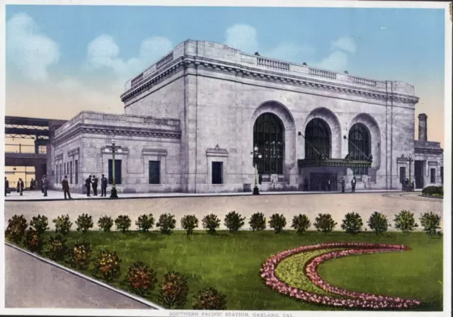 Vintage Print View of the Southern Pacific Train Station Oakland California