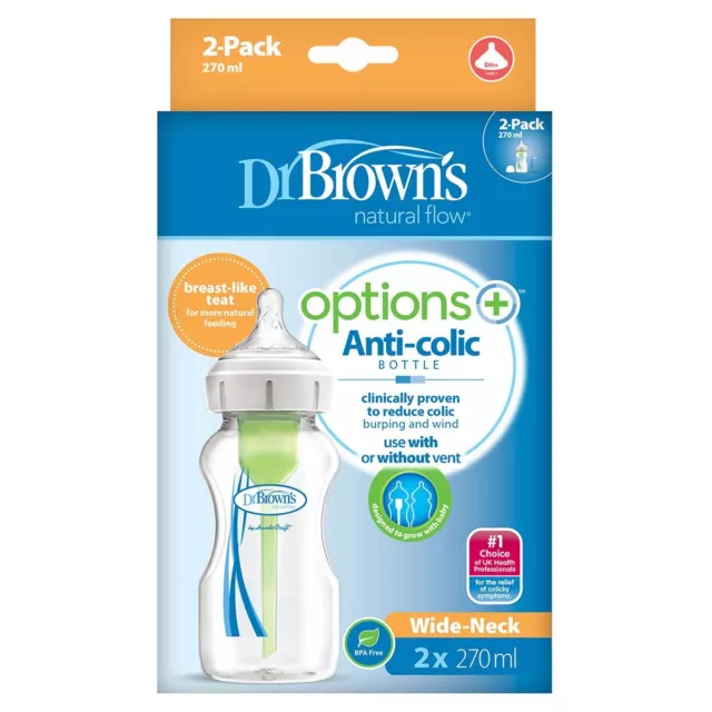 Dr. Brown Options + Anti-coliques Bébé Bouteilles 270ml 2-Pack sans Bpa Tout