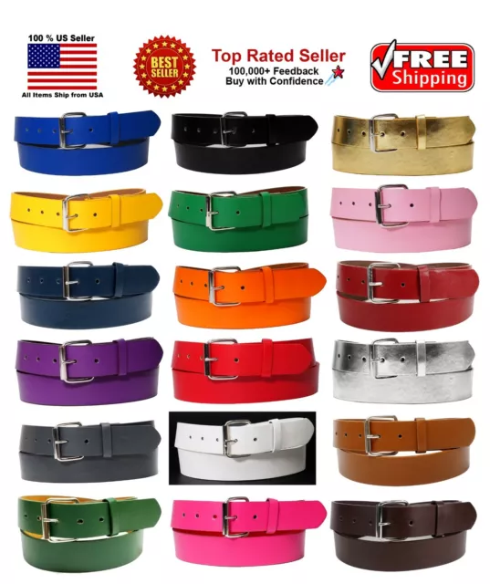 New Bonded Leather Belt Multi Color Golf Baseball Softball Removable Belt Buckle