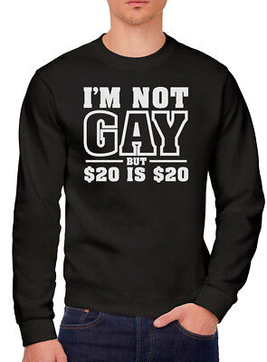 Not Gay - Funny Comical Youth & Mens Sweatshirt rude offensive joke