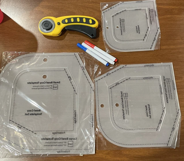 BOWL COZY TEMPLATE Set Clear Acrylic DIY Craft Quilting Template Sewing