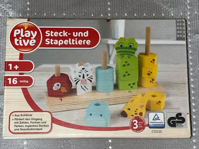 NEU ⭐️ PLAYTIVE ❤️ 366458_2101 Steck- und Stapeltiere ❤️ Bunt ❤️ 16tlg. ❤️ 1+