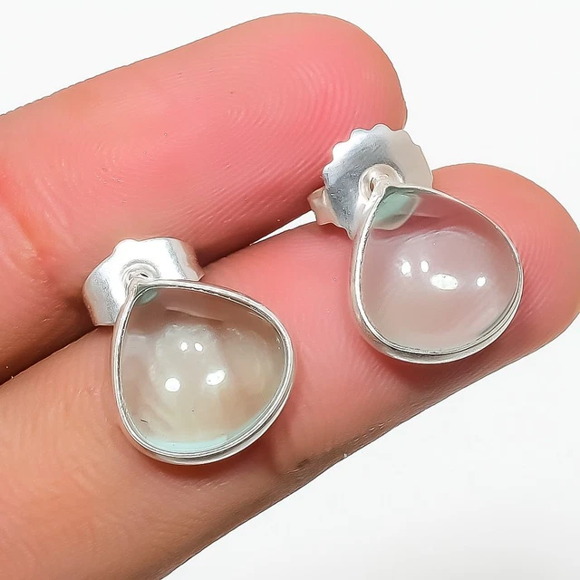 Aquamarine Gemstone Handmade 925 Sterling Silver Jewelry Earring 0.63" S746