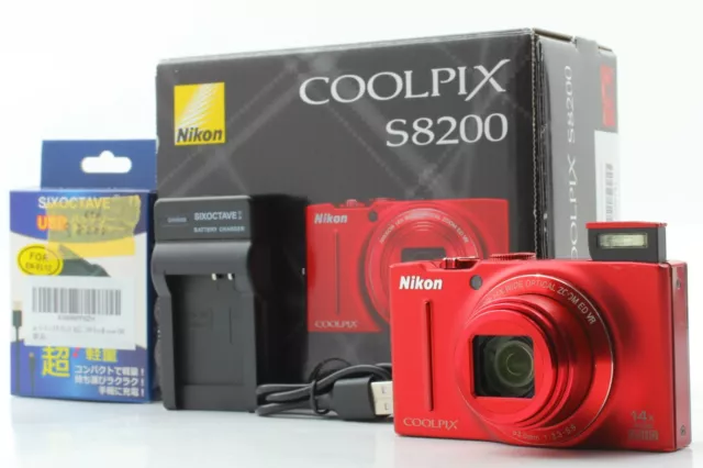 [NEAR MINT in Box] Nikon COOLPIX S8200 Digital Camera 16.1MP 14x zoom Red JAPAN
