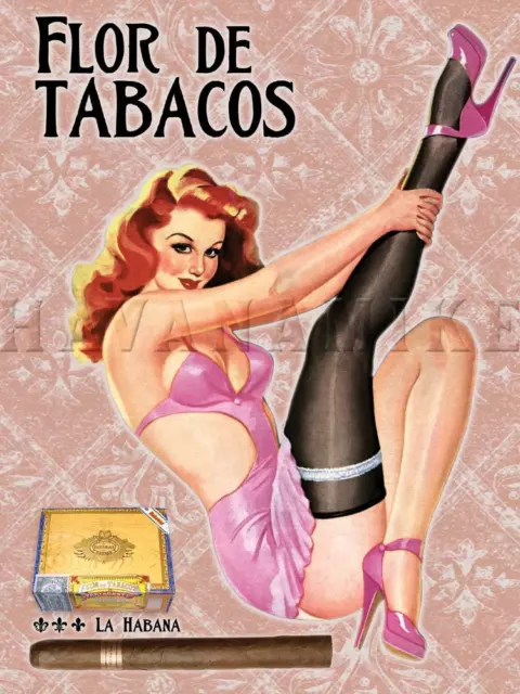 Havana Cigar FLOR de TABACOS Art Print Poster LA HABANA CUBA Pinup Girl