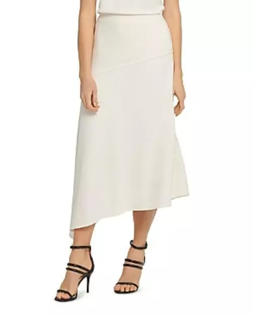 MSRP $89 Dkny Asymmetrical Spliced Skirt White Size XS