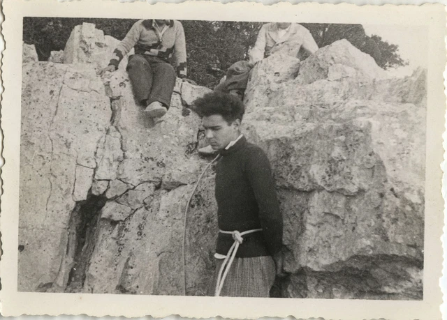 Photo Ancienne - Vintage Snapshot - Sport Montagne Escalade Cordée - Mountain