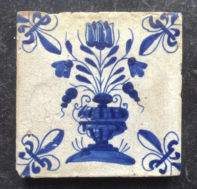 Antique Dutch Delft Tile Flower-Pot Circa 1625