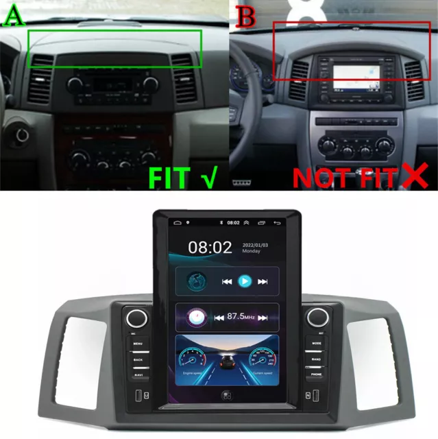 10.1'' Vertical Stereo Radio Android 12 GPS Navi For Jeep Grand Cherokee 2004-07