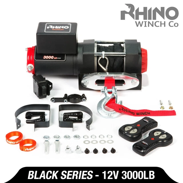 Treuil électrique Rhino 12v 3000lbs Corde synthétique Dyneema Fairlead Télécomma