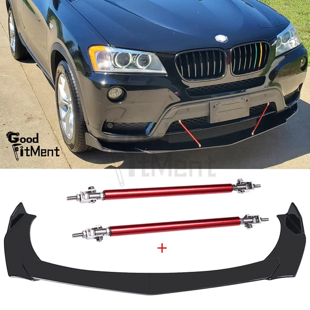 For M3 M4 M5 2015-2021 Front Bumper Lip Splitter Spoiler Gloss Black + Strut Rod