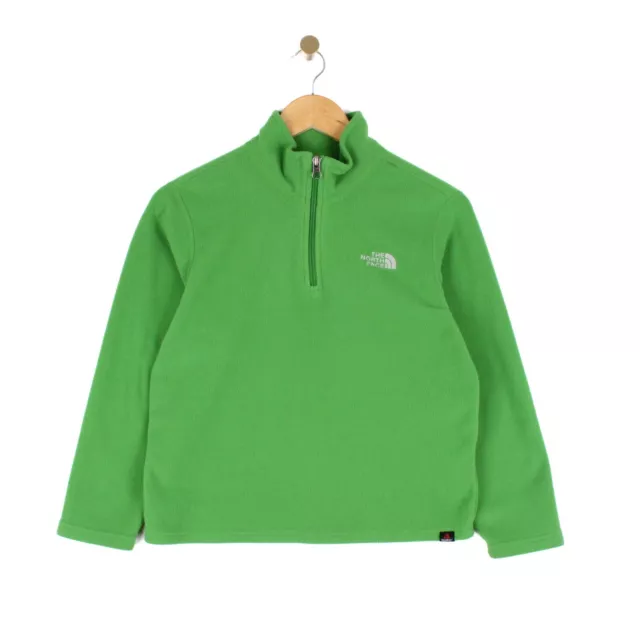 North Face 1/4 Zip Fleece Green Sweatshirt Polartec Outdoor Hiking M Youth