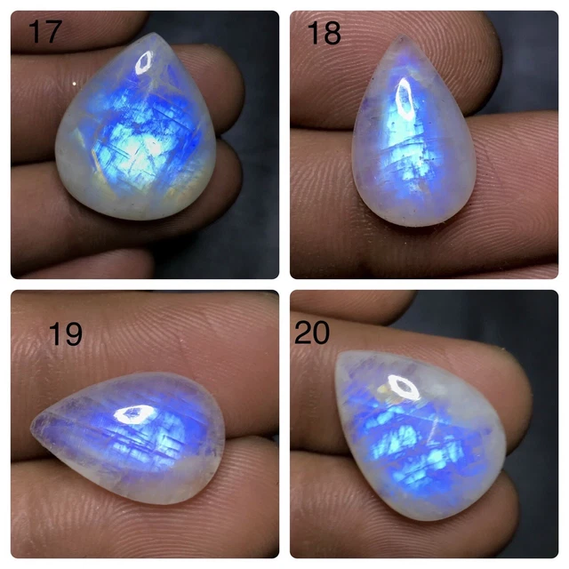 Supreme ! Natural Rainbow Moonstone Fire Cabochon  Loose Top Gemstone  AAA+ 14