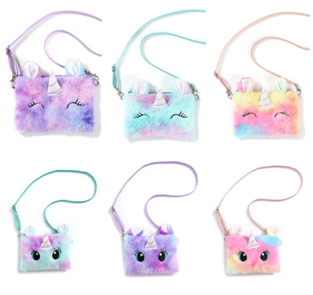 Cartoon Cute Plush Unicorn Shoulder Bag Coin Purse Wallet Children Girl Handbag