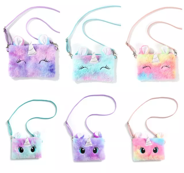 Unicorn Shoulder Bag Coin Cartoon Cute Plush Purse Wallet Kids Girl Handbag Gift