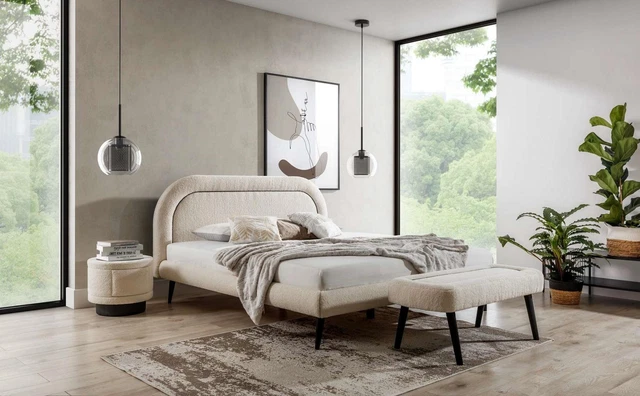Chambre à Coucher Set Blanc Lit Élégant 2x Nachttische Luxe Bois Moderne 3tlg