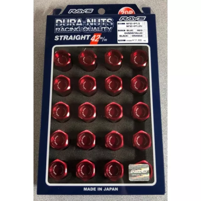 RAYS Dura Lock & Nut Set L42 Straight Type Red Anodized 16 19HEX 4 Lock Nuts JP