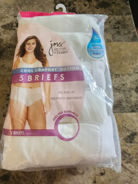 Just My Size Cotton White Briefs 6-Pack Underwear Panties Panty Women JMS  Comfor 