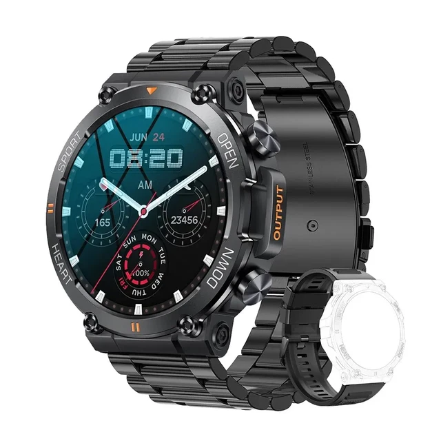 Montre Connectée Homme K66Silver Appel Bluetooth écran 1.85 IP68 étanche