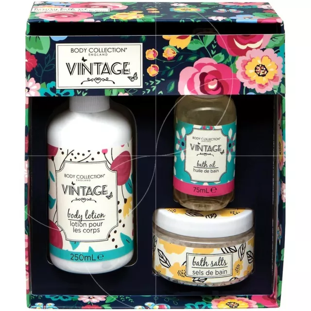 Body Collection Vintage Coffret Luxury 3piéces Lotion Huile et Sel pour le Corps