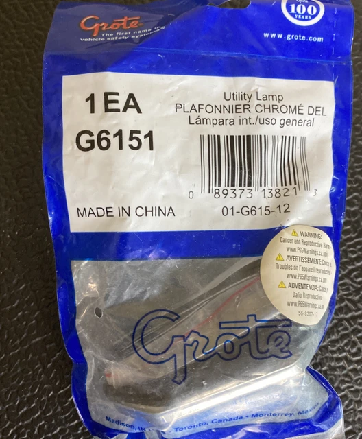 Grote G6151 Dome/interior Lamp, Chrome Driving Light Bulb Surface Mount NEW