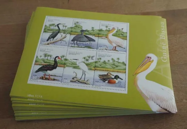 2001 Guinea-Bissau; 100 Blocks Vögel, postfrisch/MNH, Bl. 375, ME 1300,-