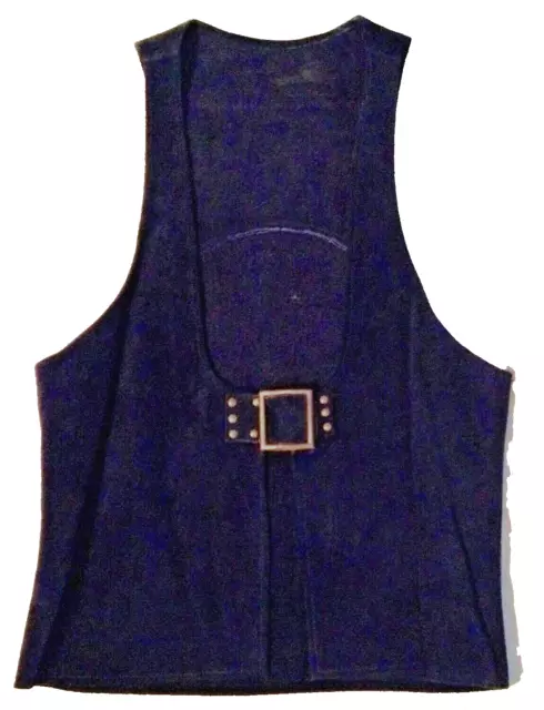 True Vintage 70'S Navy Blue Suede Leather Vest - DISCO HIPPIE ERA
