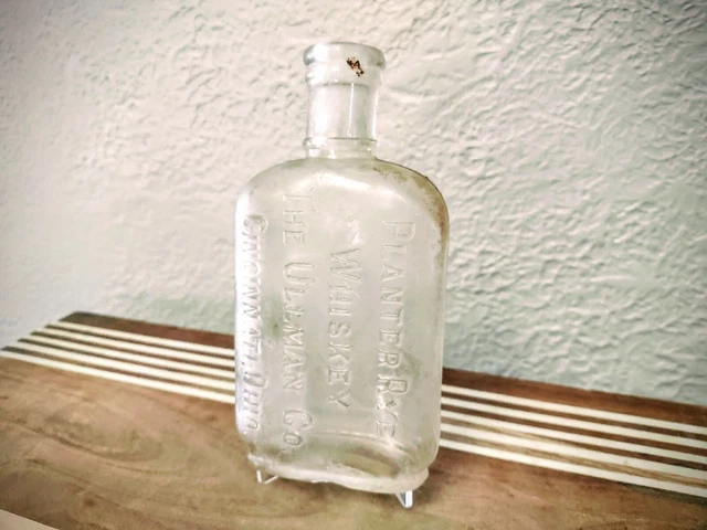 Vintage - Planter Rye Whiskey  1/2 Pint Glass Jar Flask - The Ullman Co.