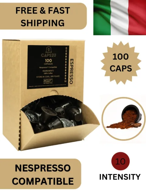 Nespresso Compatible Coffee Pods Capsules Strong Ristretto x100 Caps Australian