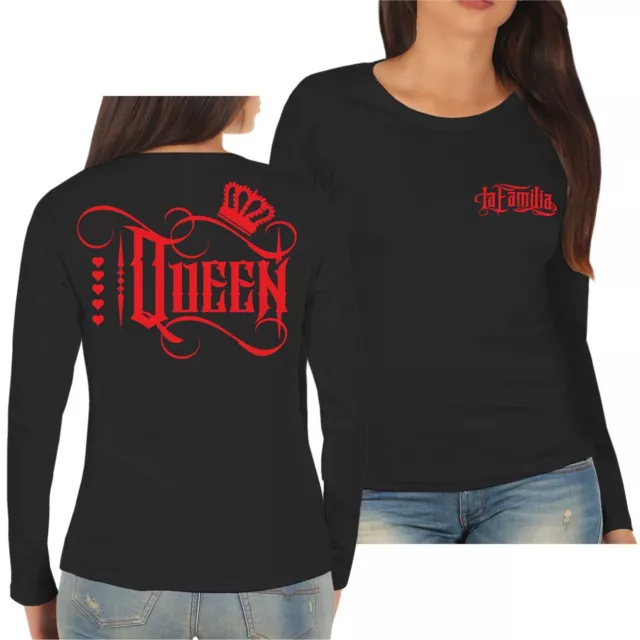 Damen Langarmshirt Longsleeve La Familia QUEEN 2024 Königin Geburtstag Geschenk