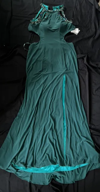 Betsy & Adam Womens Sexy Green Evening Dress Gown 14  New w tag orig $259