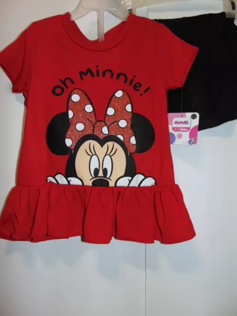 OH MINNIE Disney Jr. Girls Size 6X Short Set - Minnie Mouse Ruffled Top defect