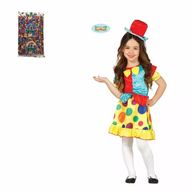 Guirca Costume da Clown per Bambina Vestito Pagliaccio Pagliaccetta Bimba