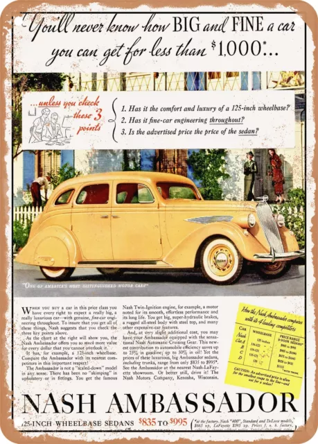 METAL SIGN - 1936 Nash Ambassador Sedan Vintage Ad