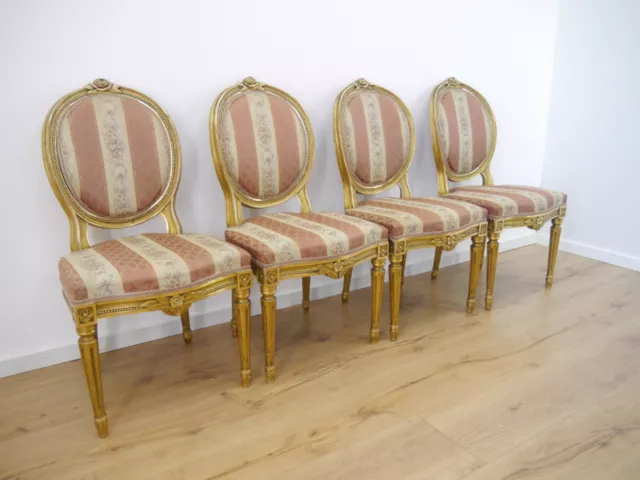 Biedermeier Stühle Louis Seize 4 Stück vergoldet guter  Zustand wohnfertig 1880 2